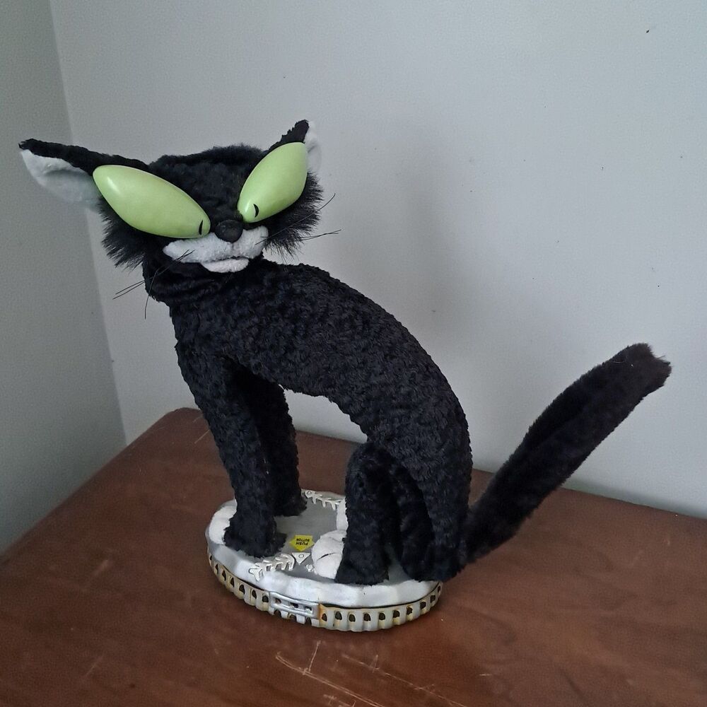 Vtg Gemmy Animated Fraidy Cat Black Alley Cat Halloween Partially Works